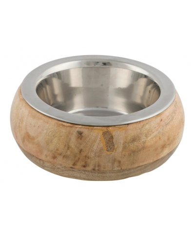 Ciotola in acciaio inox con supporto in legno