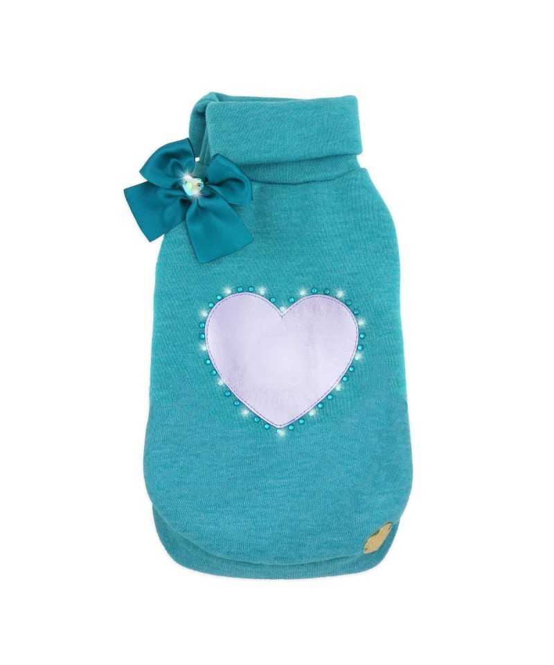 HEART SWEATSHIRT EMERALD Piccoli Pets