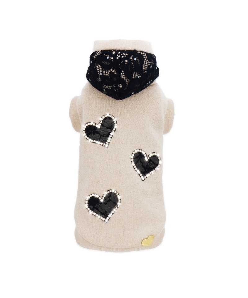 BLACK HEARTS SWEATSHIRT Piccoli Pets