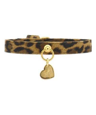 SIMPLE LEOPARD COLLAR ALCANTARA/GOLD Piccoli Pets