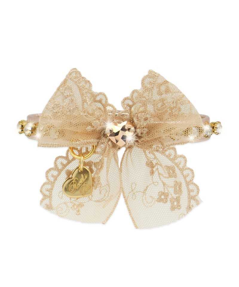 DIAMONDS LACE COLLAR ROSE GOLD ECOLEATHER/GOLD Piccoli Pets
