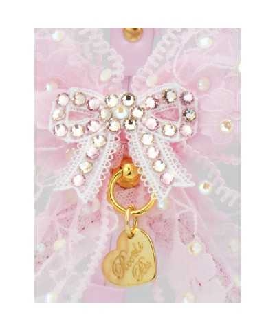 PRECIOUS BOW COLLAR BABY PINK ECOPATENT/GOLD Piccoli Pets
