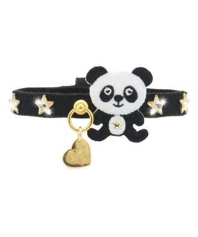 PANDA STAR COLLAR BLACK ALCANTARA/GOLD Piccoli Pets