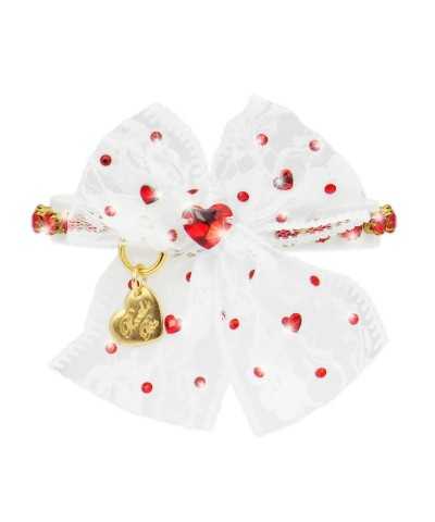 DIAMONDS LACE COLLAR WHITE ECOPATENT/GOLD Piccoli Pets
