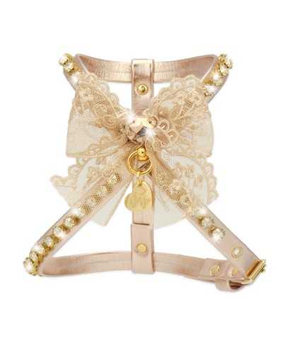 DIAMONDS LACE HARNESS ROSE GOLD ECOLEATHER/GOLD Piccoli Pets