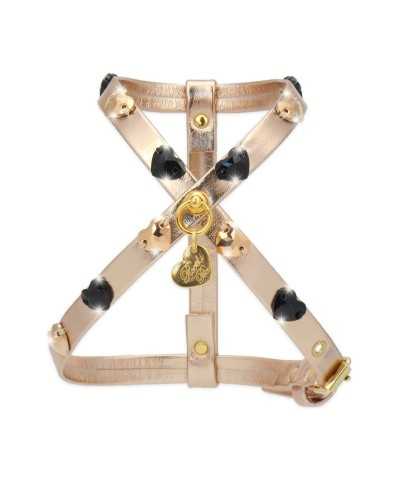 HEARTS HARNESS ROSE GOLD ECOLEATHER/GOLD Piccoli Pets