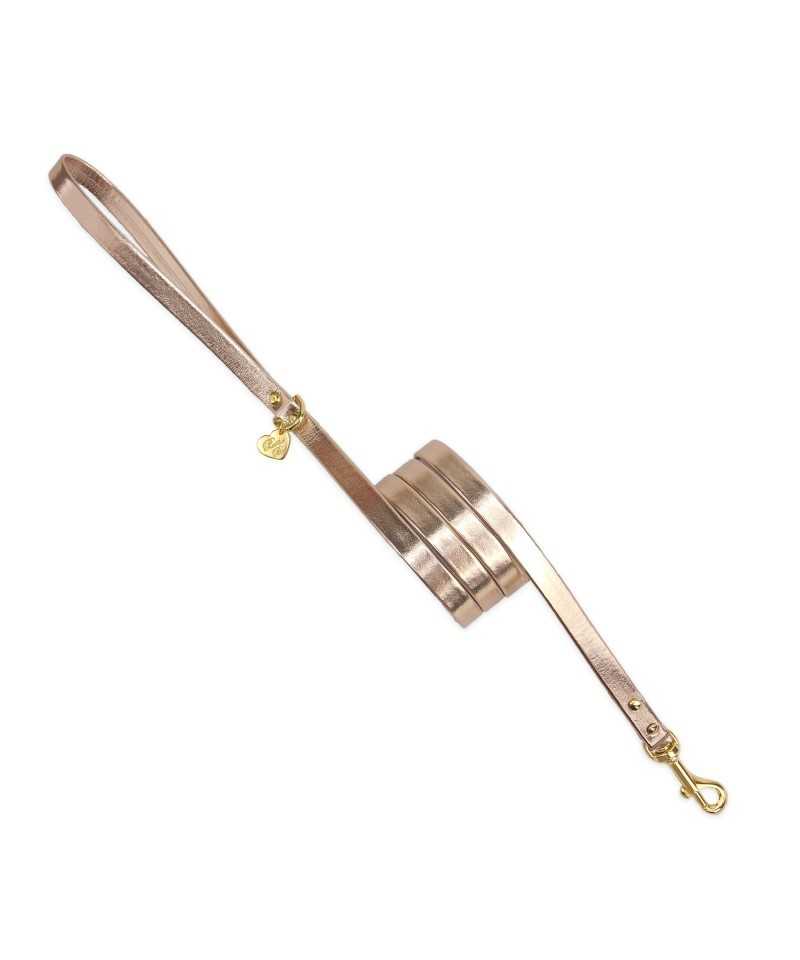 SIMPLE LEASH ROSE GOLD ECOLEATHER/GOLD Piccoli Pets