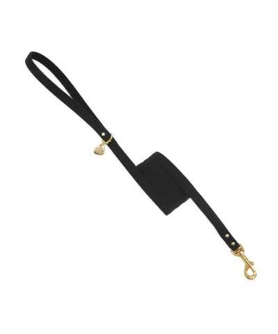 SIMPLE LEASH BLACK ALCANTARA/GOLD Piccoli Pets
