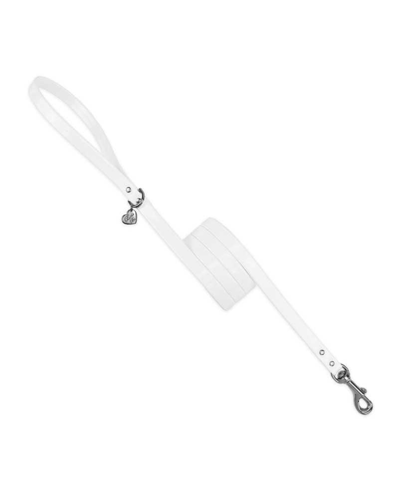 SIMPLE LEASH WHITE ECOPATENT/GUNMETAL Piccoli Pets