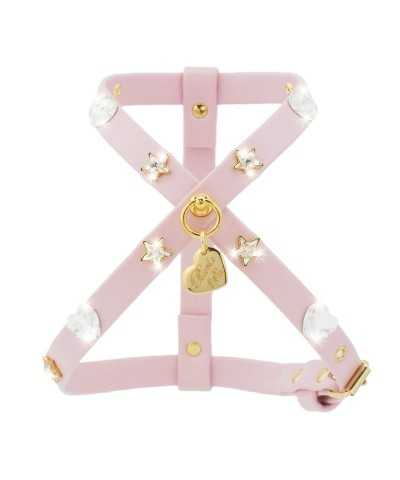 Piccoli Pets HEARTS HARNESS POWDER ROSE ECOLEATHER/GOLD