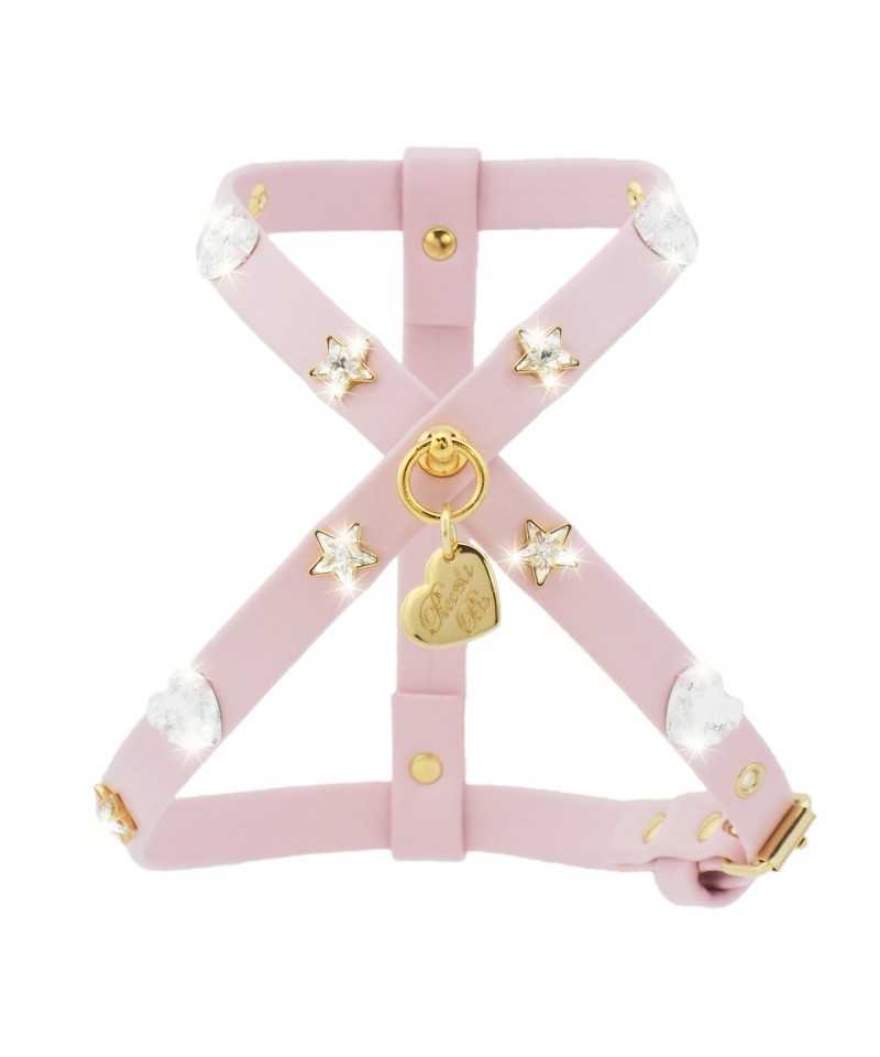 Piccoli Pets HEARTS HARNESS POWDER ROSE ECOLEATHER/GOLD