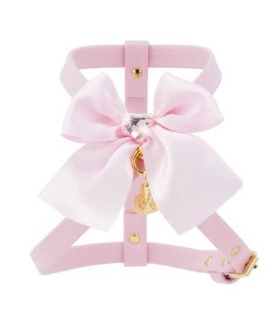 Piccoli Pets HEART SEW ON BOW HARNESS POWDER ROSE ECOLEATHER/GOLD
