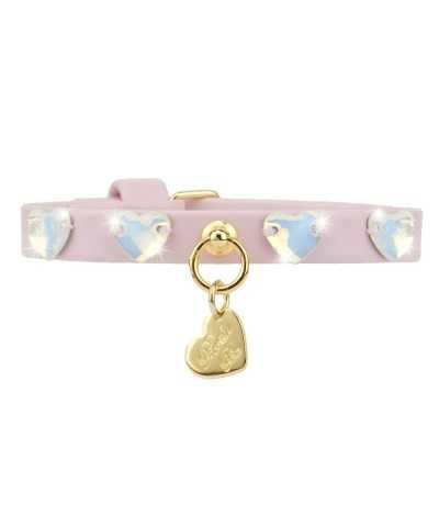 Piccoli Pets HEARTS COLLAR POWDER ROSE ECOLEATHER/GOLD