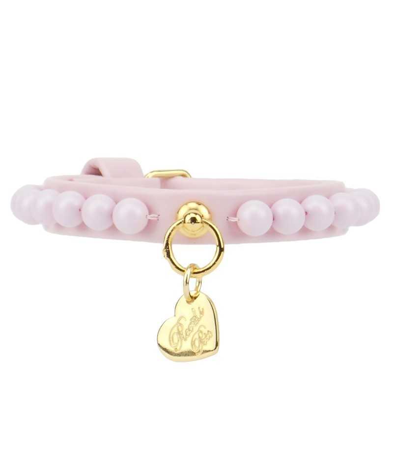 Piccoli Pets PEARLS COLLAR POWDER ROSE ECOLEATHER/GOLD