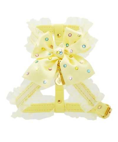 Piccoli Pets RAINBOW BOW HARNESS YELLOW ECOLEATHER/GOLD