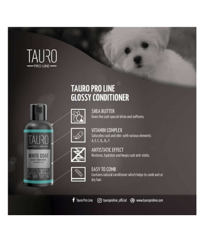Tauro Pro Line White Coat Glossy Conditioner For Dogs And Cats With White Coat