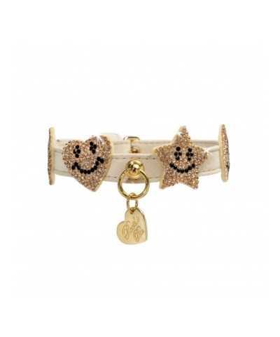 SPARKLING SMILEY COLLAR CREAM/GOLD Piccoli Pets