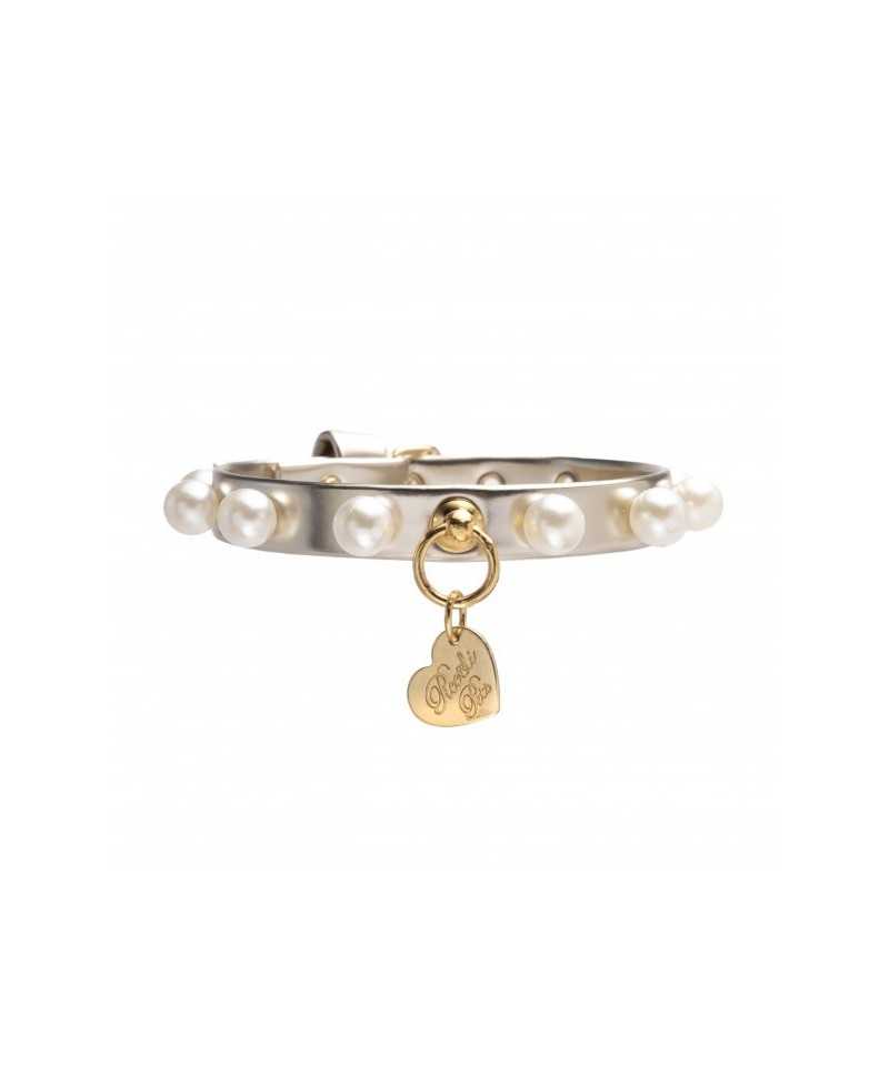 PEARLS COLLAR METAL PLATINUM/GOLD Piccoli Pets