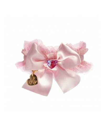 TULLE AND BOW COLLAR PINK DORE/GOLD Piccoli Pets