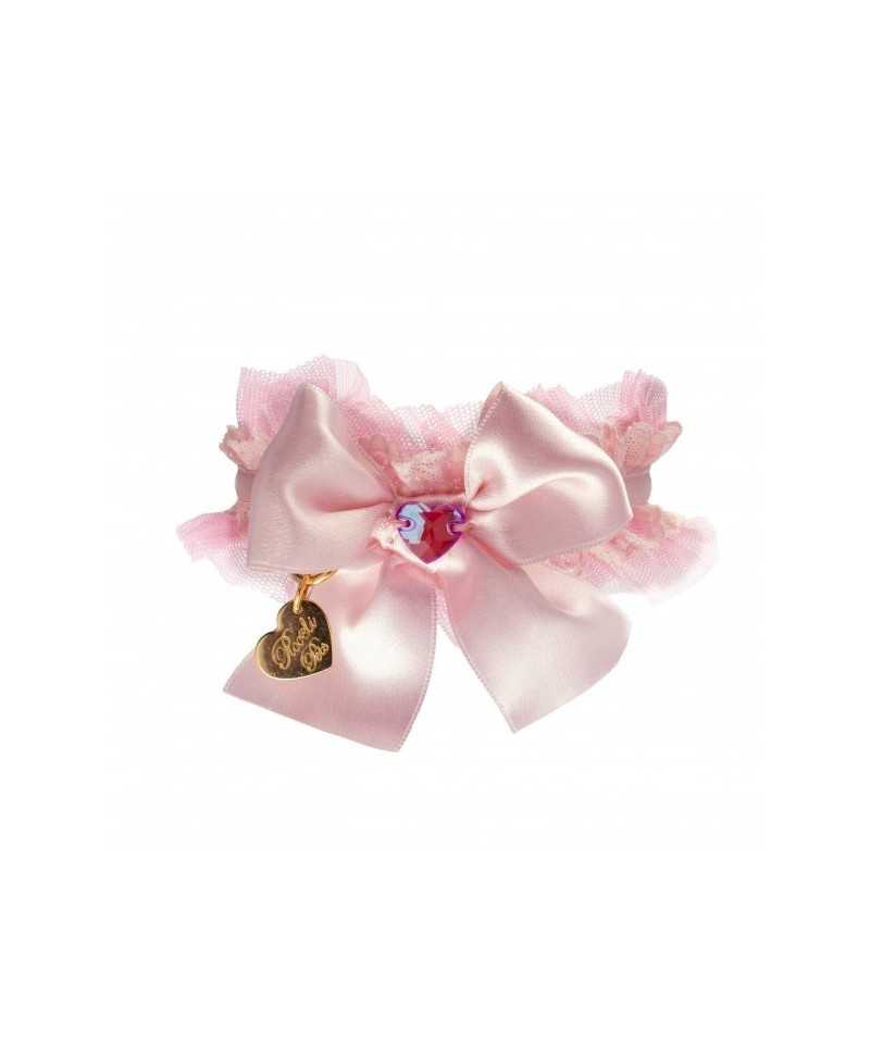 TULLE AND BOW COLLAR PINK DORE/GOLD Piccoli Pets