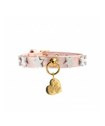 WHITE STARS COLLAR PINK DORE/GOLD Piccoli Pets
