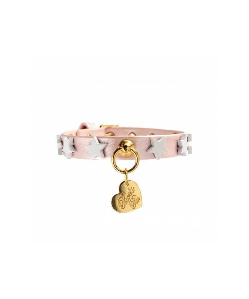 WHITE STARS COLLAR PINK DORE/GOLD Piccoli Pets