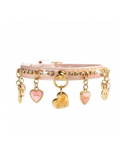 LOVE BUNNY CHARMS COLLAR PINK DORE/GOLD Piccoli Pets