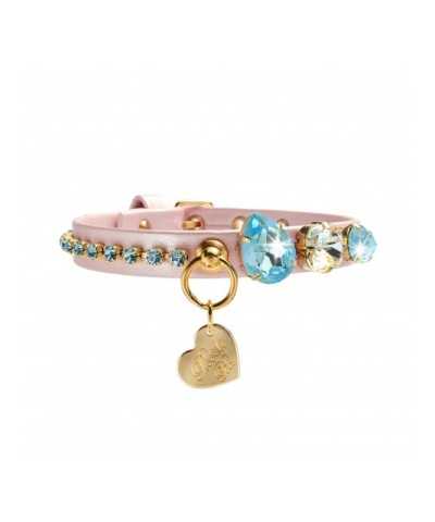 FANCY STONE CHAIN COLLAR PINK DORE/GOLD Piccoli Pets