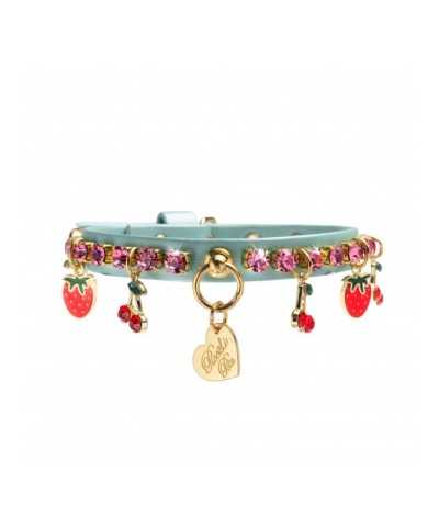 CHERRY BLOSSOM CHARMS COLLAR MARINA DORE/GOLD Piccoli Pets