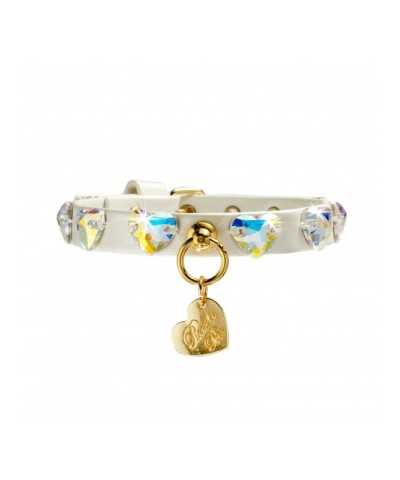 DIAMONDS HEARTS COLLAR WHITE DORE/GOLD Piccoli Pets