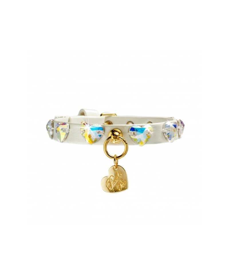 DIAMONDS HEARTS COLLAR WHITE DORE/GOLD Piccoli Pets