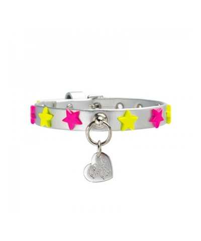 FLUO STARS COLLAR SILVER/SILVER Piccoli Pets