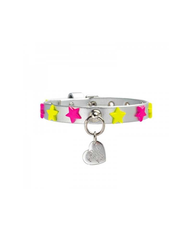 FLUO STARS COLLAR SILVER/SILVER Piccoli Pets
