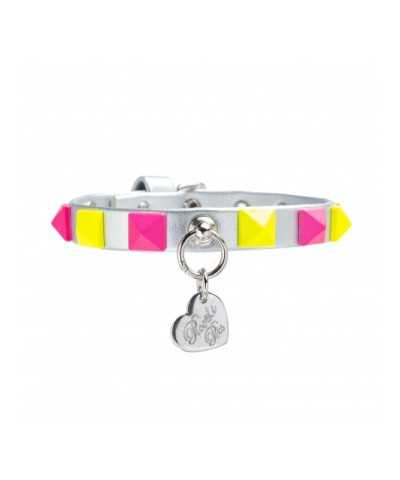 FLUO STUDS COLLAR SILVER/SILVER Piccoli Pets