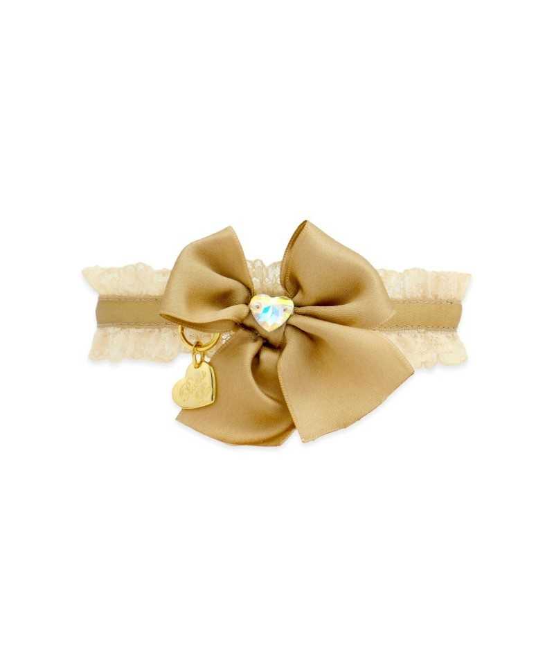 PRINCESS LACE COLLAR TWINE ECOLEATHER/GOLD Piccoli Pets