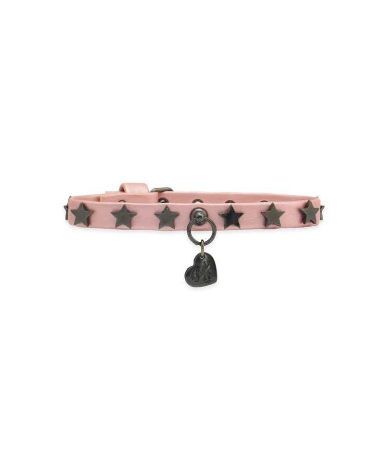 cSTARS COLLAR PEARLESCENT PINK ECOLEATHER/GUNMETAL Piccoli Pets