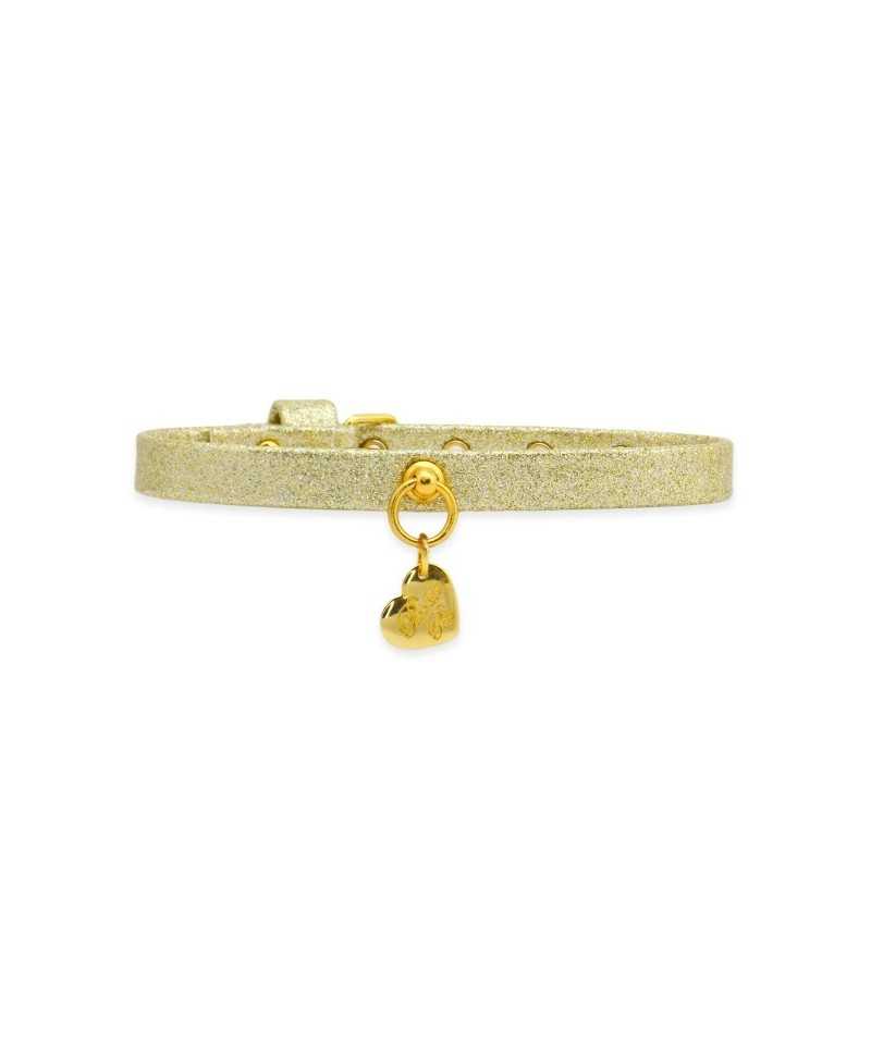 PLAIN COLLAR GLITTER PLATINUM ECOPAINT/GOLD Piccoli Pets