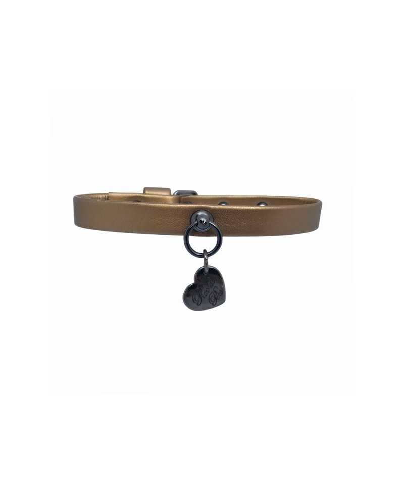 PLAIN COLLAR BRONZE ECOLEATHER/GUNMETAL Piccoli Pets
