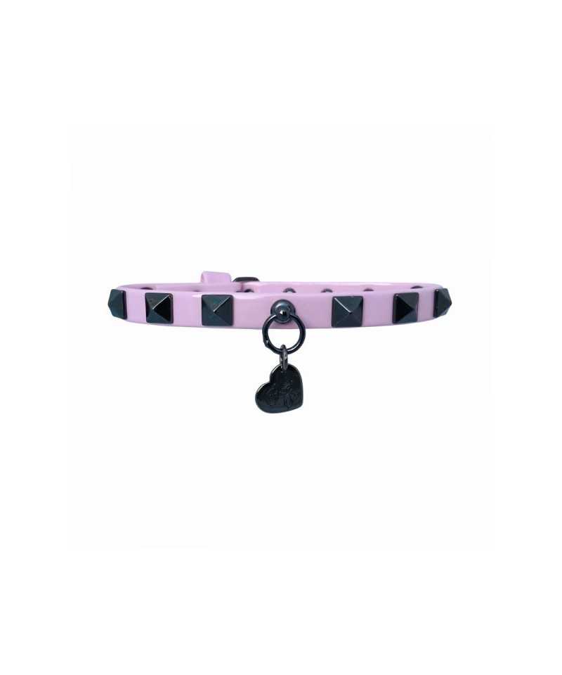 BLACK STUDS COLLAR BABY PINK ECOPAINT/GUNMETAL Piccoli Pets