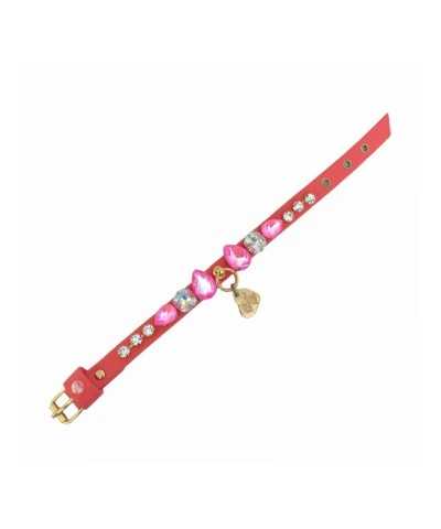 DIAMOND DROPS COLLAR SALMON ECOLEATHER/GOLD Piccoli Pets