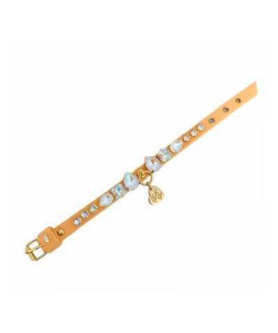 DIAMOND DROPS COLLAR MELON ECOLEATHER/GOLD Piccoli Pets