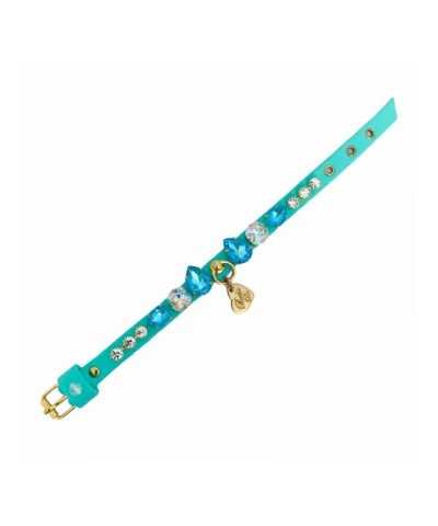DIAMOND DROPS COLLAR ACQUA ECOLEATHER/GOLD Piccoli Pets