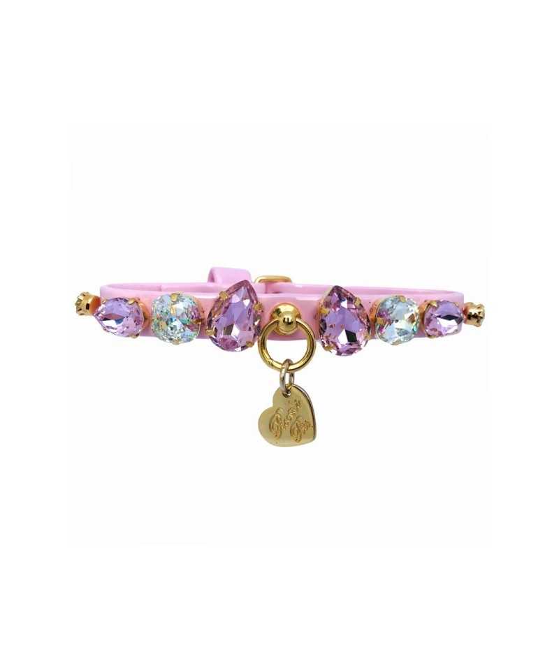DIAMOND DROPS COLLAR BABY PINK ECOPAINT/GOLD Piccoli Pets