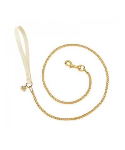 CHAIN LEASH CREAM ECOLEATHER/GOLD Piccoli Pets