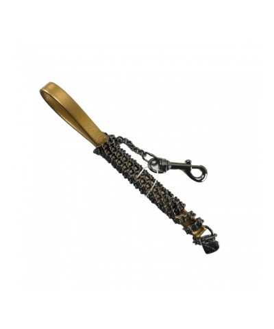 CHAIN LEASH BRONZE ECOLEATHER/GUNMETAL Piccoli Pets