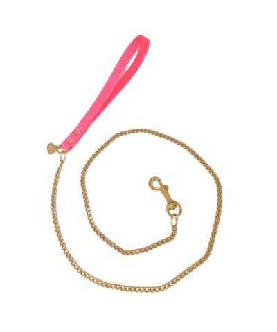 CHAIN LEASH FLUO FUXIA ECOPAINT/GOLD Piccoli Pets
