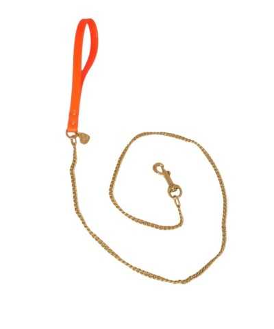 CHAIN LEASH FLUO ORANGE ECOPAINT/GOLD Piccoli Pets