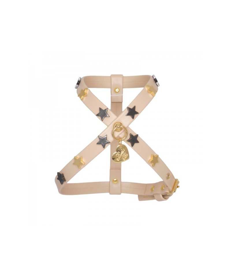 Piccoli Pets STARS HARNESS COOKIE ECOLEATHER/GOLD