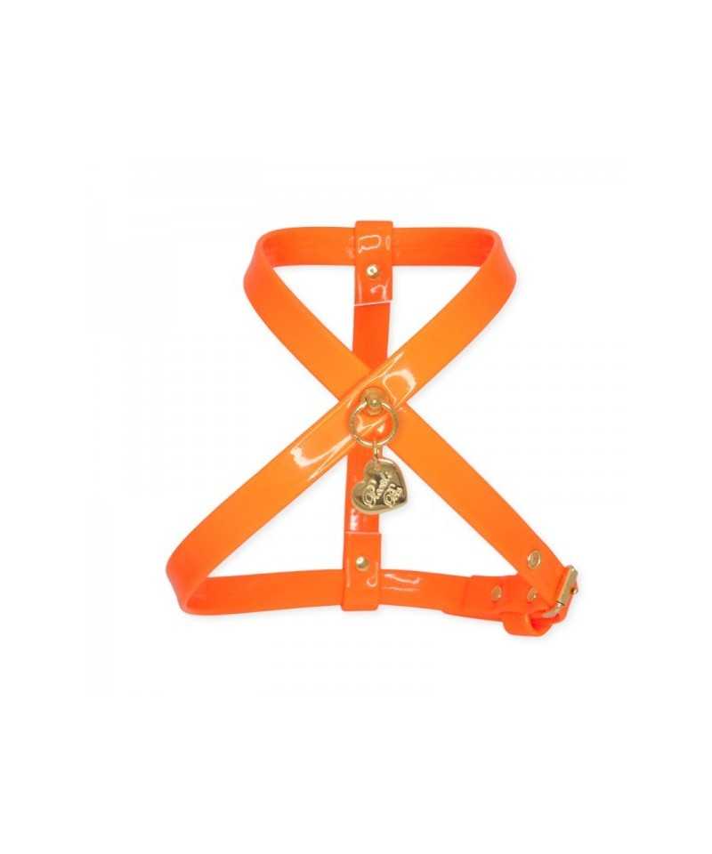 Piccoli Pets PLAIN HARNESS FLUO ORANGE ECOPAINT/GOLD