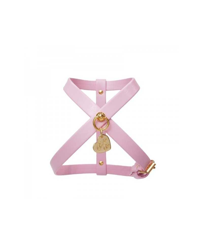 Piccoli Pets SIMPLE HARNESS PINK ECOLEATHER/GOLD